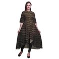 thumbnail image 1 of Bimba Robe Asymétrique Anarkali Kurti Imprimée Ethnique Indienne à Blocs Floraux Brune pour Femmes - Moyen, 1 of 5