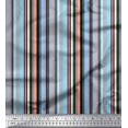 thumbnail image 1 of Soimoi Blue Modal Satin Fabric Vertical Stripe Print Fabric by Yard 42 Inch Wide, 1 of 5