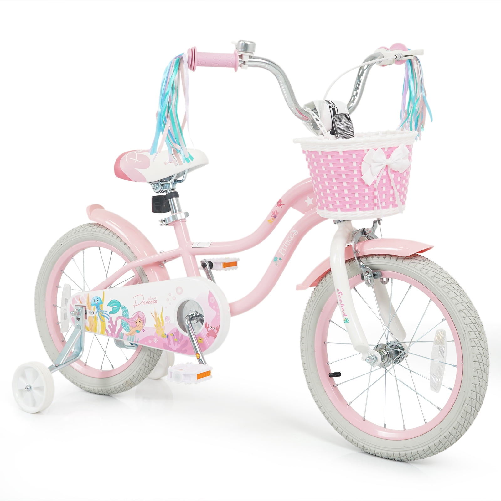 Gymax 16'' Kids Bike w/Training Wheels Hand Coaster Brakes Adjustable Seat Handlebar
