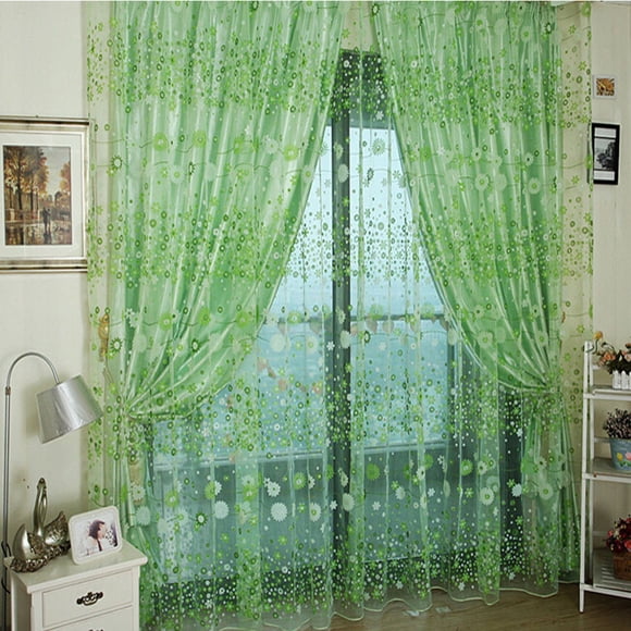 CQCYD Flower Sheer Curtains for Living Room, Floral Voile Window Drapes 200x100cm, Light Filtering Semi Sheer Curtain Panel for Bedroom Kitchen Patio Decor
