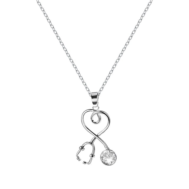 MasteelfCA 1Pc Stethoscope Design Necklace Creative Alloy Neck Chain Chic Women Jewelry