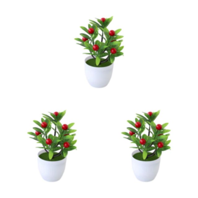 ZheElen Add To Any Room Artificial Plant Collection Designed For Any Room Artificial Potted Plants False Plant Big Red Fruit 3Set