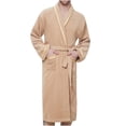 thumbnail image 1 of Penkiiy Robe en Molleton Peignoir Homme Uni Décontracté Garder au Chaud Poche Robe de Nuit Peignoir L Café, 1 of 6