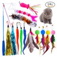 thumbnail image 2 of Cat Cat Toy Set Caterpillar Feather Replacement Head Colorful Hair Ball Tassel Retractable Fishing Rod   Amusing Cat Stick 14PCS Retractable, 2 of 7