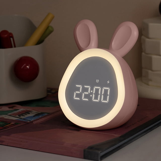 PRETXORVE Adorable Bunny Alarm Clock with for Bedrooms Featuring Smart Settings Adjustable Brightness Alarms and Multiple Ringtones for All Ages