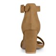 thumbnail image 2 of BLISSFUL STEP Women's Shoes Ankle Strap Block Heel Buckle Open Toe Sandals Brown 11, 2 of 8