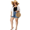 thumbnail image 3 of GRACE & GRANDEUR Women's Plus Size Cover Up Lace Panel Texture Printed Summer Boho Cardigans, 3 of 6