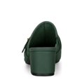 thumbnail image 4 of BLISSFUL STEP Women's Shoes Buckle Strap Pointed Toe Chunky Heel PU Vamp Mule Shoes Dark Green 8, 4 of 8