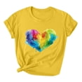 thumbnail image 1 of RKSTN Hauts pour Femmes LGBT Décontractés Coupe Ample Hauts Inspirants Égalité Été Mignon Cœur d'Amour Imprimé Manches Courtes Col Rond Pride Shirt, 1 of 3