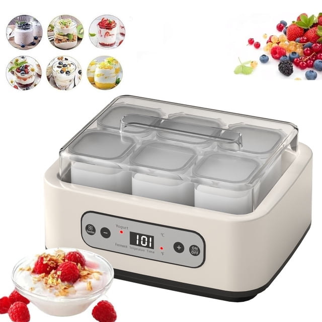 Liyamei 1.5L Large Capacity Probiotic Yogurt Maker Adjustable Constant Temperature And Timer Yogurt Maker Versatile Health Yogurt Maker (with 6 Glass)