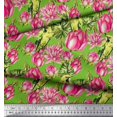 thumbnail image 3 of Soimoi Georgette Viscose Fabric Parrot,Leaves & Lotus Floral Decor Fabric Printed Yard 42 Inch Wide, 3 of 3