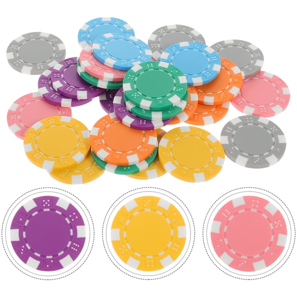 Reusable PP Plastic Poker Chips for Home Game Room with Smooth Edges Assorted Color 28pcs