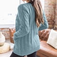 thumbnail image 4 of TIMIFIS Womens Open Front Knit Cardigan Long Sleeve Oversized Sweater Chunky Cable Boho Pockets Coat-Light blueFall/Winter, 4 of 6