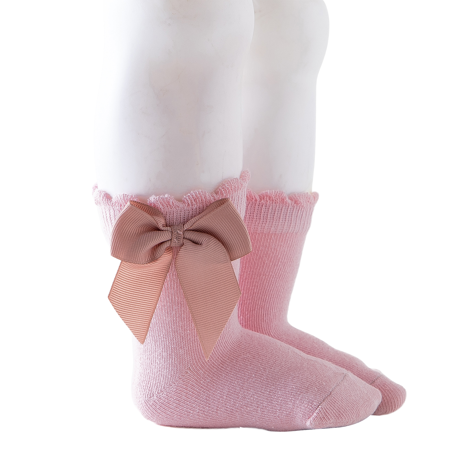 Kmbangi Kids Socks Toddler Solid Color Short Tube Socks with Big Bowknot