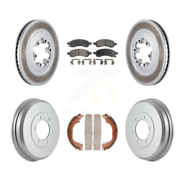 Transit Auto Front Rear Coated Disc Brake Rotors Semi-Metallic Pads and Drum Kit for Car Chevrolet Colorado GMC Canyon KGF-102406