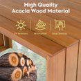 thumbnail image 5 of 5 Piece Outdoor Bar Set, Patio Acacia Wood Bar Height Table & Four Stools with Cushions, Wood Dining Bar Set for Backyard, Poolside, Balcony, Beige Cushion and Natural Wood, 5 of 5