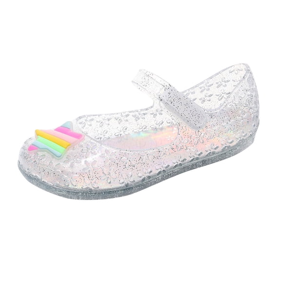 Toddler Slippers,Girls Jelly Mary Jane Sandals Sparkly Dance Party Shoes Toddler Slide On Slippers,Kids Slippers,White,2.5-3 Years