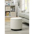 thumbnail image 1 of Designs4Comfort Pouf Rond d'Appoint avec Rangement en Similicuir Ivoire Blanc, 1 of 10