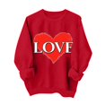 thumbnail image 2 of Styesk Chemises à Manches Longues pour Femmes Imprimé Cœur Hauts Confortables Doux Col Rond T-Shirts Chandail Mode Léger Chandail en Molleton Graphique de la Saint-Valentin Hauts Décontractés, 2 of 3