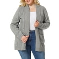 thumbnail image 1 of GRACE & GRANDEUR Women's Plus Size Open Front Long Sleeves Sweater Mid Length Cardigan 3X Light Grey, 1 of 7