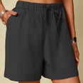 thumbnail image 2 of VEKDONE Women's Cotton Linen Shorts Summer Loose Fit Plus Size Lounge Pants Elastic High Waisted Drawstring Pant with Pockets Solid Color Comfy Beach Pant, 2 of 8
