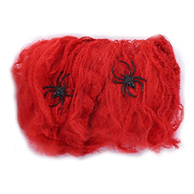 QualitChoice Halloween Artificial Web Detachable Decorative Indoor Outdoor Household Shopping Mall ulation Net Decoration Red