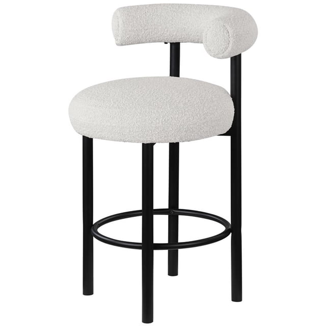 Meridian Furniture Bordeaux Cream Boucle Fabric Stool