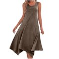 thumbnail image 2 of EQWLJWE Robes Maxi Fluides pour Femmes à Fleurs, Robes Mini Bohèmes à Volants pour Femmes, Robe Décontractée Ample Sans Manches à Col Rond, Ligne A, Ourlet Irrégulier, Robe de Soirée à Fleurs Évasée, Robe d'Été de Plage, 2 of 8