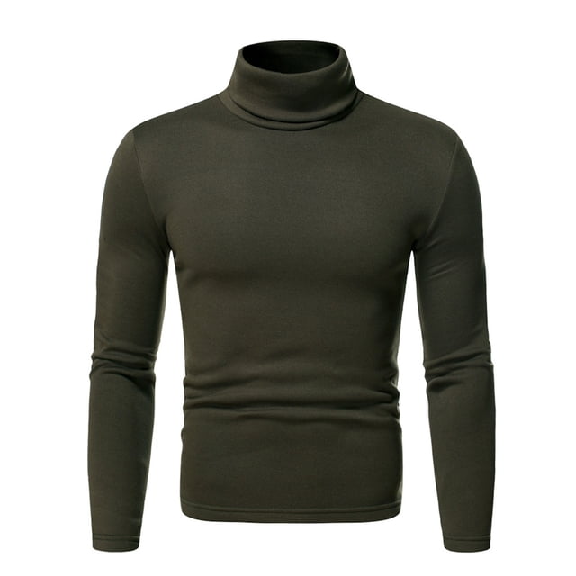 RKSTN T-Shirts à Manches Longues pour Hommes Col Roulé Hauts Unis Automne Hiver Doux Extensible Blouse de Base Hauts