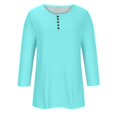 thumbnail image 5 of Yuyuzo Womens 3/4 Sleeve Tops Basic Button Crew Neck Solid Color Loose Fitted Tunics Tee Blouses, 5 of 5