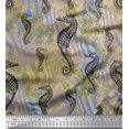thumbnail image 1 of Soimoi Polyester Crepe Fabric Texture & Sea Horse Ocean Print Fabric by Yard 52 Inch Wide, 1 of 3