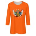 thumbnail image 4 of Dadaria Chemise Orange Hauts pour Femmes T-Shirt à Manches 3/4 Col Ras du Cou T-Shirt Grande Taille Tee Chandail d'Été Blouses L, 4 of 5