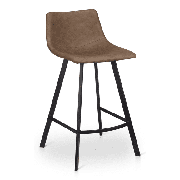 Bouclair Caramel Faux Leather and Metal Bar Stool
