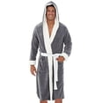 thumbnail image 1 of Innerwin Bath Robes Hoodie Men's Wrap Robe Winter Long Sleeve Soft Dressing Gown Gray White 4XL, 1 of 3