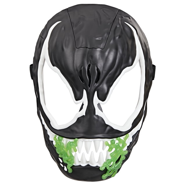 Marvel Spider-Man VenomVersus Venom Masque Phosphorescent avec Plastique Moulé Noir, Grands Contours d'Oeil Blanc, Dents Blanches Tranchantes et accents de Bave de symbiote Verts, Doté d'Une Sangle Élastique pour un Ajustement Confortable; Idéal comme Jouet de Jeu de Rôle et Accessoire de costume de Superhéros pour Enfants de 5 Ans et Plus.