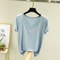 thumbnail image 2 of Yuyuzo Hauts de Pyjama Grande Taille pour Femmes Manches Courtes Haut de Pjs Col Rond Chemises de Nuit Doux Confortables Vêtements d'Intérieur, 2 of 3