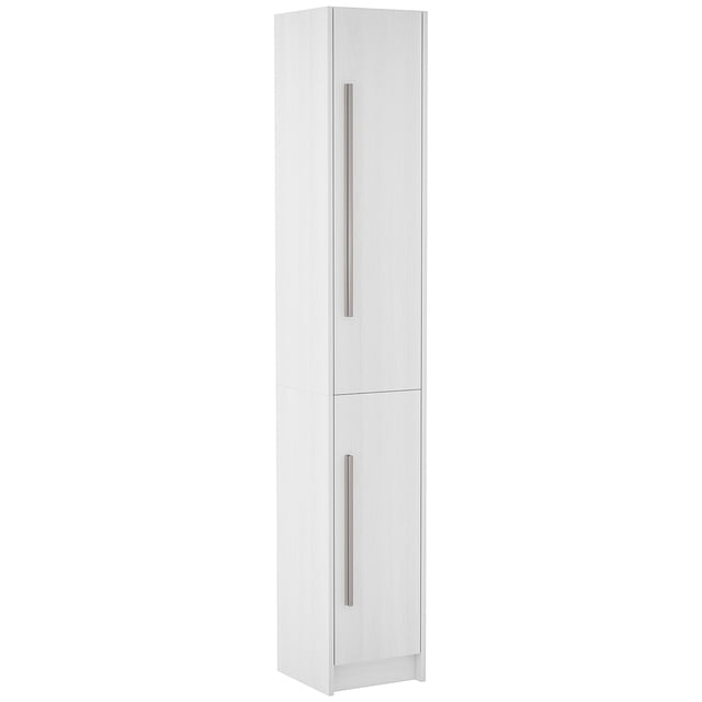 HOMCOM Armoire de Rangement Haute pour Salle de Bain avec 3 Tablettes Ajustables, Blanc. une Armoire à Pharmacie Mince et Verticale avec Fini grain de Bois Blanc et Poignées en Aluminium Argenté. Comprend des Armoires Supérieures à 4 Niveaux et Inférieures à 2 Niveaux avec Tablettes Ajustables pour un Rangement Personnalisable. Convient aux Espaces Étroits dans les Salles de Bain, les Chambres Ou les Couloirs.