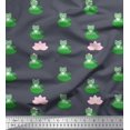 thumbnail image 1 of Soimoi Velvet Fabric Lotus & Frog Kids Print Sewing Fabric Yard 58 Inch Wide, 1 of 3