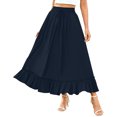 thumbnail image 5 of Bovxnpu Plus Size Skirts For Women, Womens Summer Midi Skirts Ruffle Flowy A-Line Long Skirt with Pockets, Womens Elastic Waist Drawstring Pleated Mid Skirt S, 5 of 5