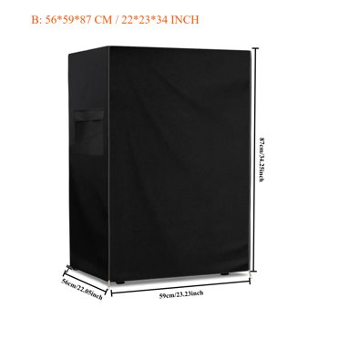 Chok Housse de Réfrigérateur Extérieur Robuste 100 % Imperméable Housse de Congélateur Vertical Extérieur. avant Peut Être Enroulé par Fermetures Éclair. (Noir 23” L x 23” P x 56” H)