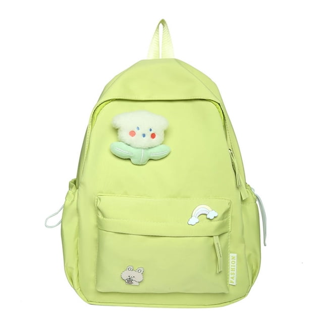 AMERTEER Sac à Dos Mode Simple Sac d'École Sac à Livres Multi-Poches Mignon pour Fille (Blanc)