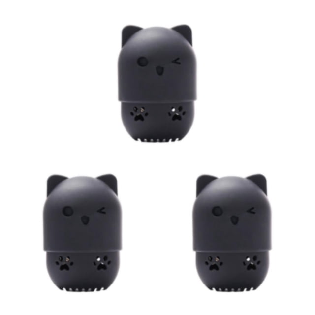 mmirethe Convenient And Cat Shaped Sponge Holder With Silicone Storage Box black 3Set