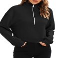 thumbnail image 2 of Femmes Mi-Zip Pull-Over Col Montant Manches Longues Tops, 2 of 5