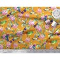 thumbnail image 3 of Soimoi Rayon Fabric Leaves,Floral & Hummingbird Bird Printed Fabric 1 Yard 42 Inch Wide, 3 of 3