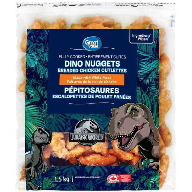 Great Value Frozen Chicken Dino Nuggets Packaged Appetizers, 1.5 kg, 1.5 kg