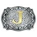 thumbnail image 3 of HUABOLA CALYN Western Belt Buckle Initial Letters ABCDEFG to Y-Cowboy Rodeo Silver Large Belt Buckle for Men and Women (J) Upgrade, 3 of 4
