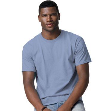 Hanes TAGLESS Men`s T-Shirt - Best-Seller, XL, Light Blue
