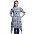 thumbnail image 1 of Bimba Kurti Asymétrique Bleu Carré Imprimé Shibori pour Femmes Robe d'Été Indienne Tunique Petit, 1 of 6