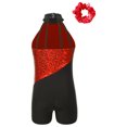 thumbnail image 4 of Miaeowve Tenues de Danse Sans Manches à Paillettes pour Filles, Combinaison Courte avec Couvre-Chef Rouge 4, 4 of 7