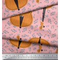 thumbnail image 3 of Soimoi Tissu Crêpe polyester Rose Notes & Violon Instrument de Musique Tissu Imprimé 1 Yard 42 Pouces de Large, 3 of 3